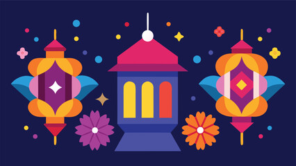 Vibrant modern ramadan lanterns festive islamic celebration illustration for graphic design