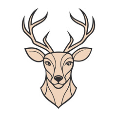 Naklejka premium Minimalist Line Art of Deer Head with Antlers