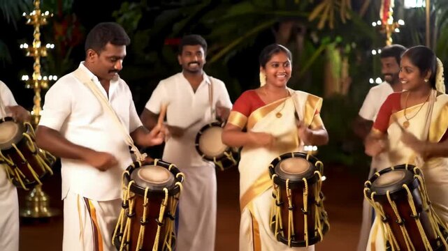 Kerala Percussion  Chenda Drummers Perform Traditional Beats