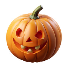 A carved jackolantern with a spooky face isolated on transparent background