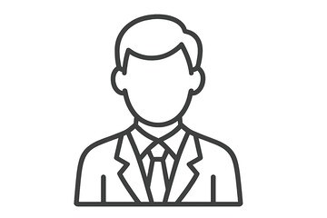 User profile icon of businessman in suit. Male person avatar for account. Manager or employee symbol. Corporate office worker line illustration. Human resources pictogram.
