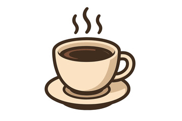 Obraz premium Coffee cup icon vector illustration. Hot drink, morning beverage concept. Simple cartoon mug with steam for cafe menu or coffee shop logo. Espresso, latte, americano design.