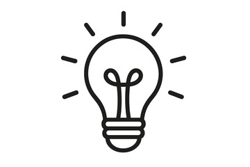 Light bulb line icon. Symbol of creative idea, innovation, solution. Vector lamp pictogram for inspiration, thinking, knowledge, bright energy. Outline graphic for electricity, power.