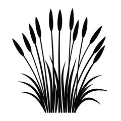 a black and white silhouette of a plant with reeds