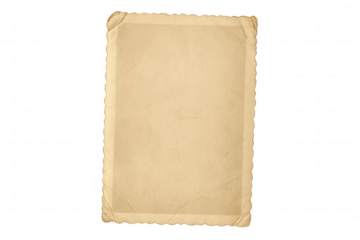 Blank vintage photo paper with scalloped edges isolated on transparent background, providing space for design