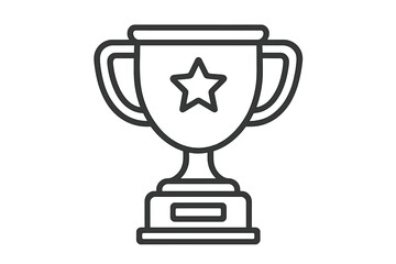 Trophy cup icon line art. Winner's award for first place. Victory prize for championship and competition. Success and achievement symbol. Simple vector outline illustration.