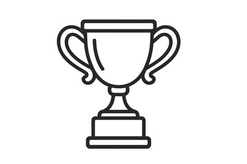 Trophy award for winner. Champion cup icon. Victory, success, achievement concept. First place prize symbol. Competition, contest, leadership. Goal, best, reward. Line art vector.