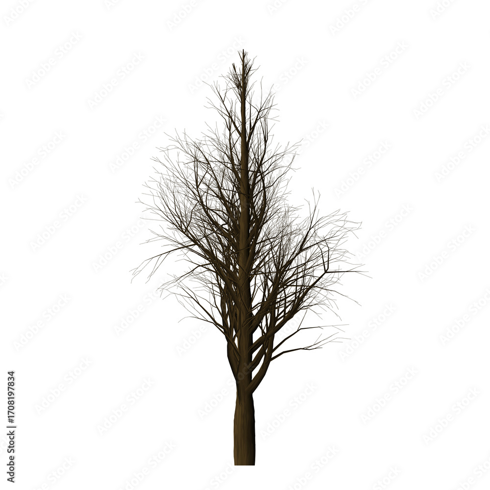 Aufkleber a solitary tree with sparse foliage stands against a stark black background in a simple composition