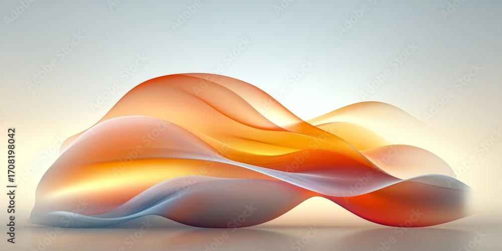 Canvas Prints abstract composition of orange and blue wavy forms on a light background for modern art design