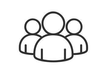 Team icon, group of people symbol. Community sign for business and social network. User profile avatar. Leadership and collaboration concept. Simple linear vector illustration.