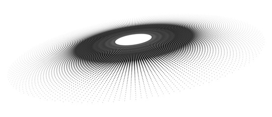 Art sun background. Icon or logo with halftone dotted lines. Black shape on a white background.