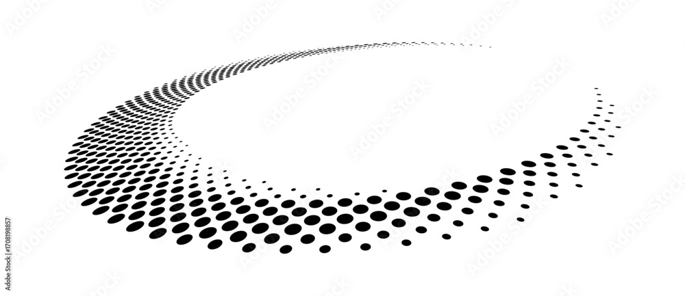 Poster abstract dotted vector background. halftone effect. circle dotted background or icon. spiral with pe