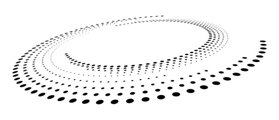 Abstract dotted vector background. Halftone effect. Circle dotted background or icon. Spiral with perspective.