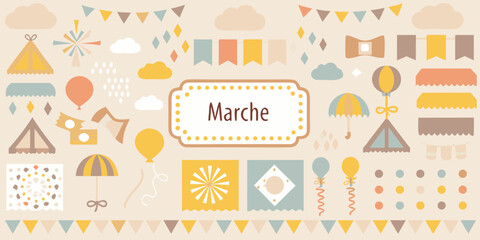 Cute Pastel Party Decorations and Bunting Banner Keywords: party, celebration, decoration