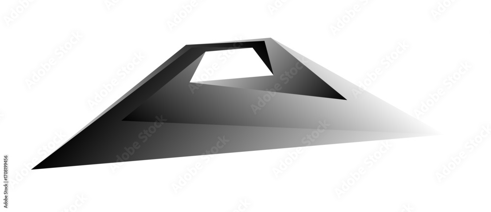 Poster distorted penrose square or the impossible rectangle with gradient on white background.