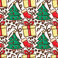 Christmas hand drawn decoration pattern
