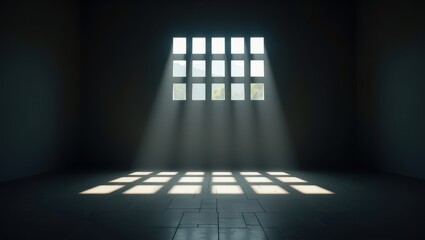 Silent Room with Sunlight Through Windows Casting Long Morning Shadows