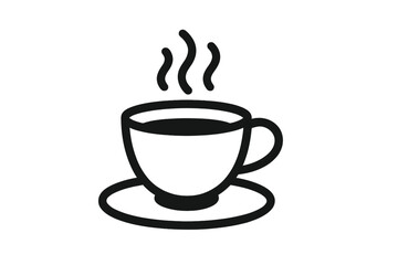 Obraz premium Coffee cup icon vector line art symbol. Hot drink mug with steam for cafe menu or coffee shop logo. Simple minimal outline pictogram for web, app, and graphic design.