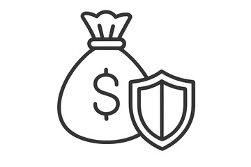 Obraz premium Money protection icon. Financial security concept. Investment insurance and savings safety. Capital wealth defense symbol. Vector line illustration for banking and finance apps.