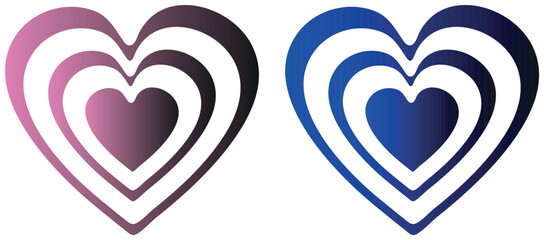 Creative Gradiant Colourful Heart Illustration Drawn in Pencil, Vector Format with Transparent Background and Multiple Heart Style Options for Design Projects