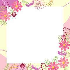 優しい水彩のコスモス背景イラスト