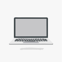 Silver Laptop Computer on White Background