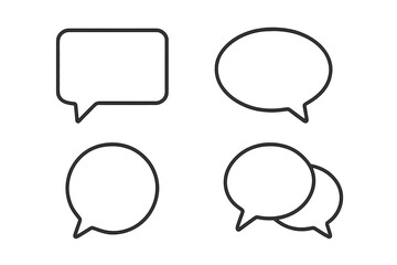 Fototapeta premium Speech bubble outline icon set. Chat, message, and communication symbols. Vector line art for web design, apps, social media, comments, and dialogue. Talk balloon shapes.