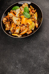 grilled zucchini warm salad vegetables dish natural product tasty snack fresh delicious gourmet food background on the table rustic top view copy space keto and paleo diet vegan and vegan food