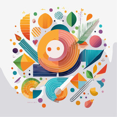 Obraz premium Abstract Colorful Geometric Composition with Organic Elements