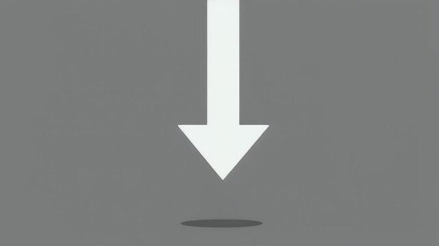 White Arrow Pointing Downward on Gray Background.