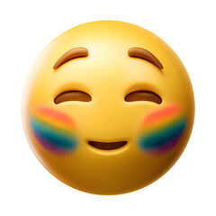 Fototapeta premium A vibrant 3D yellow cartoon smiley face expresses cheerful emotion