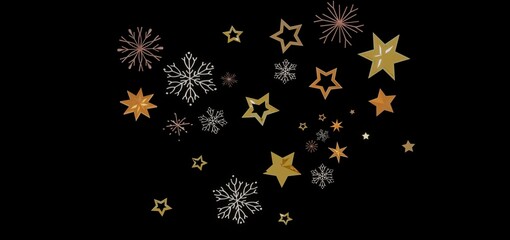 Festive winter background with gold stars and snowflakes. Perfect for holidays, cards, and celebrations.