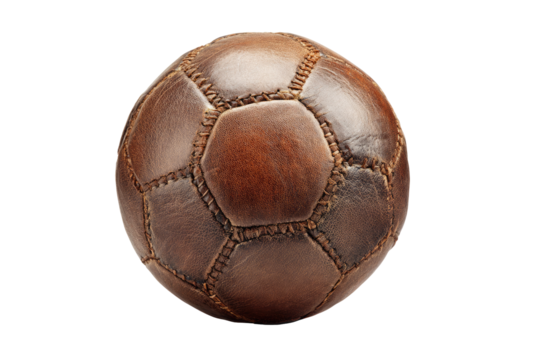 Antique brown leather soccer ball
