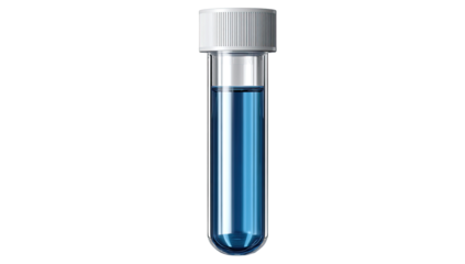Clear test tube with blue liquid and white cap (1)