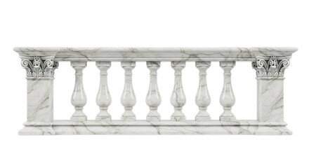 Elegant Marble Balustrade with Corinthian Capitals A Luxurious Architectural Element for Classical Design and Exterior Decor. Detailed Render