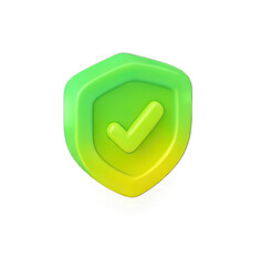 A green and yellow shield with a green checkmark on it.