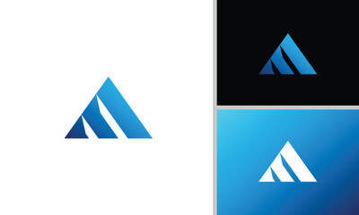 creative, simple, minimalist, and elegant M letter logo design with mountain combination © Super