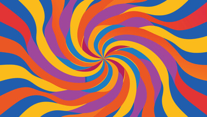 Swirling psychedelic vortex pattern with vibrant rainbow colors and wavy lines abstract