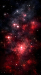 Naklejka premium clusters forming glowing cosmic background with stars and nebulas