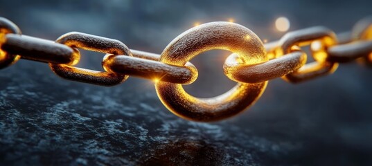 Solid Golden Connection Highlights Interlocking Chain Segments and Heavy-Duty Strong Binding Links