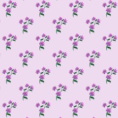 seamless pattern with pink flower and purple background