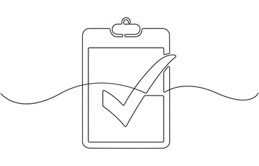 Obraz premium Continuous one line art drawing of clipboard.