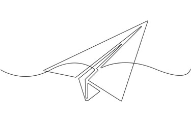 Paper plane continuous one line drawing.