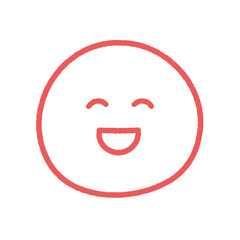 にこにこ笑っている顔の絵文字 - シンプルでかわいいおもしろい･楽しい感情の手書きの赤い線画イラスト