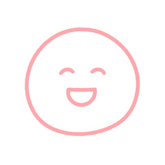 にこにこ笑っている顔の絵文字 - シンプルでかわいいおもしろい･楽しい感情の手書きのピンクのアイコン