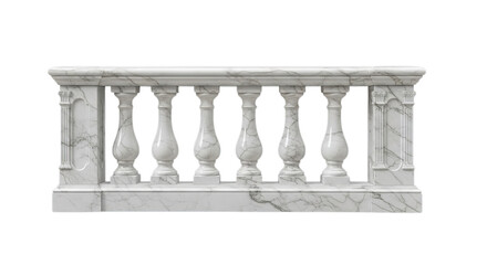 A detailed close-up view of a classic marble balustrade featuring elegantly carved balusters and a sturdy top rail, perfect for architectural design elements