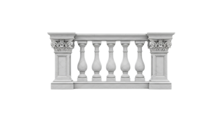 Elegant White Stone Balustrade Design Architectural Detail for Interior or Exterior