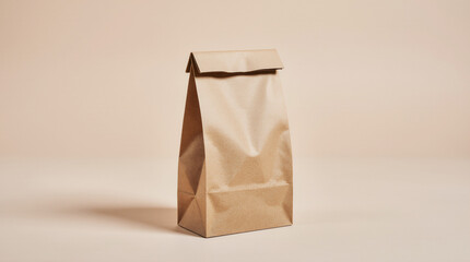 Compostable sugarcane clamshell takeout box on a light warm gray background, clean eye-level studio shot with soft grounded shadow