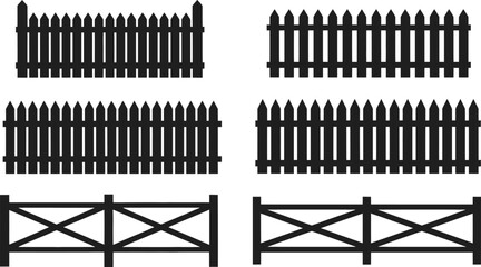 Various vector fence silhouettes art