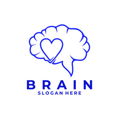 Brain care logo design vector with heart vector. Health brain care logo symbol icon